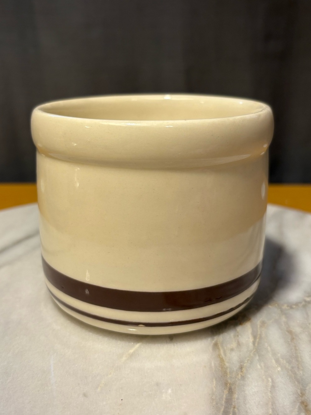 Mccoy Cream Ceramic Crock with Brown Banding
